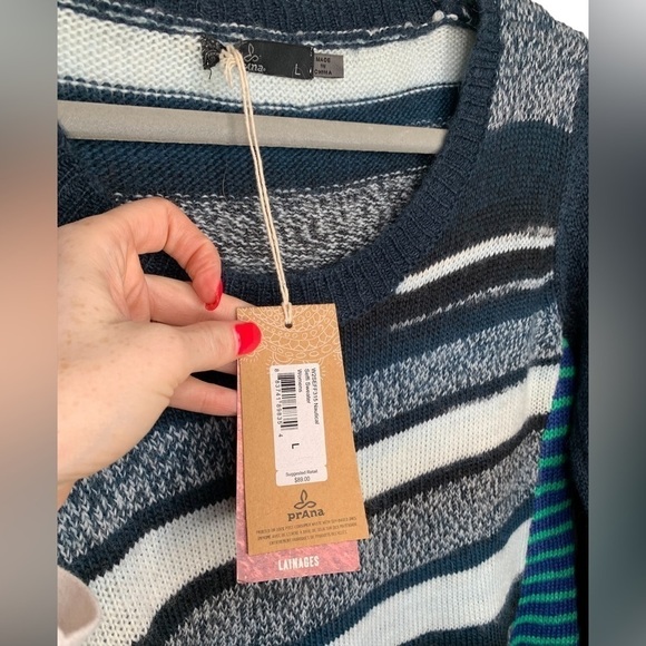 NWT Prana Wool Blend Nautical Striped Seffi Sweater Size Large - Picture 5 of 12
